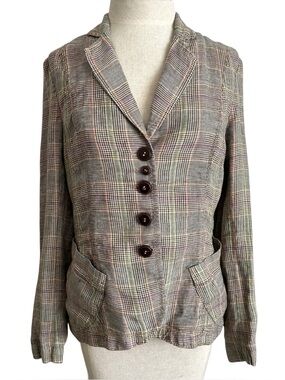 Marc Aurel Linen Plaid Blazer Germany Size 38 M-S